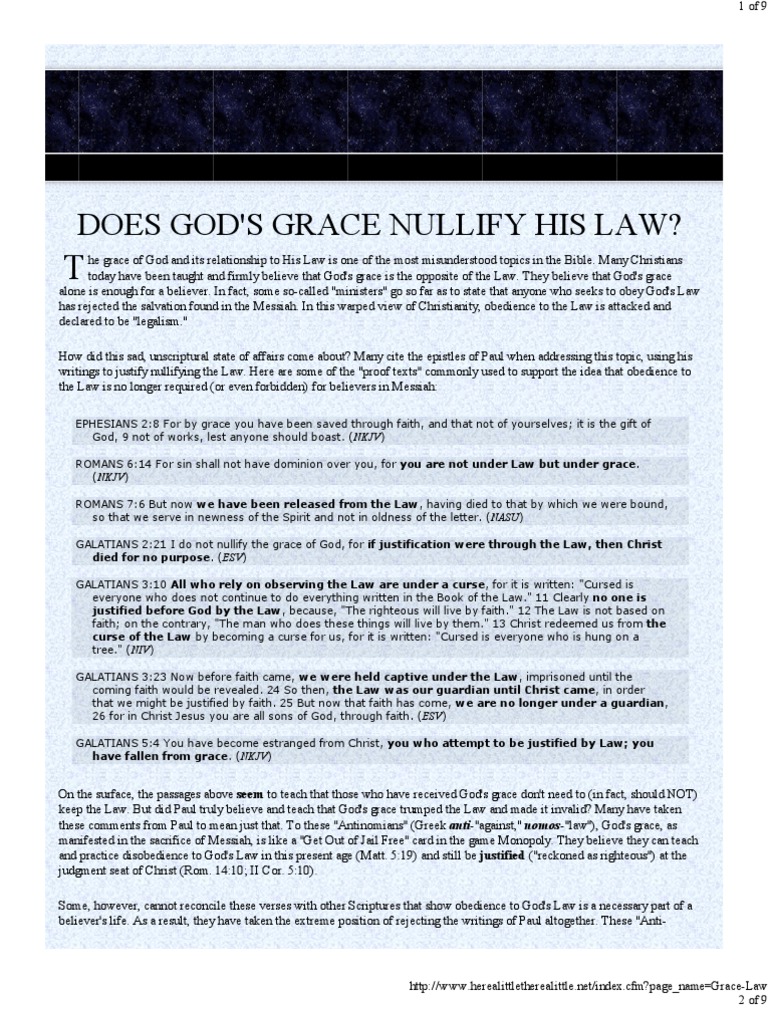 God's Grace and the Law Explained | PDF | Grace In Christianity ...