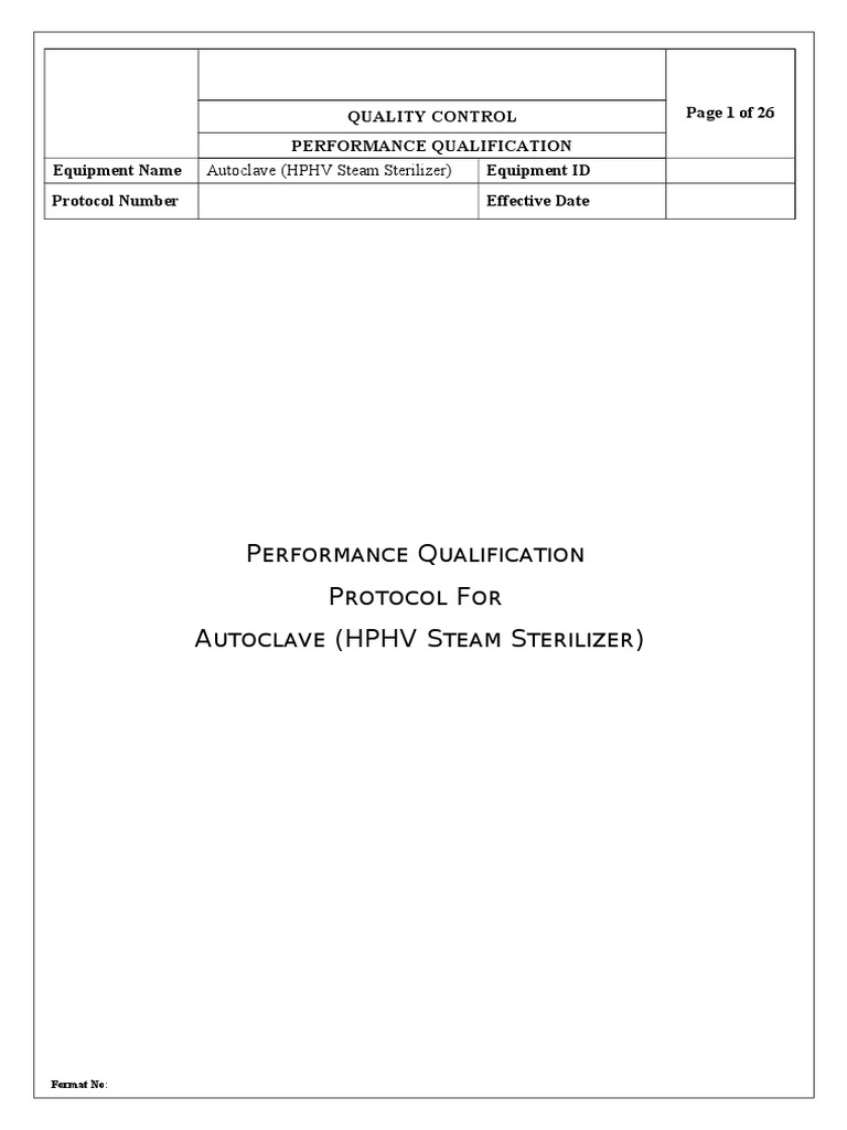 Autoclave Performance Qualification Protocol | PDF | Sterilization ...