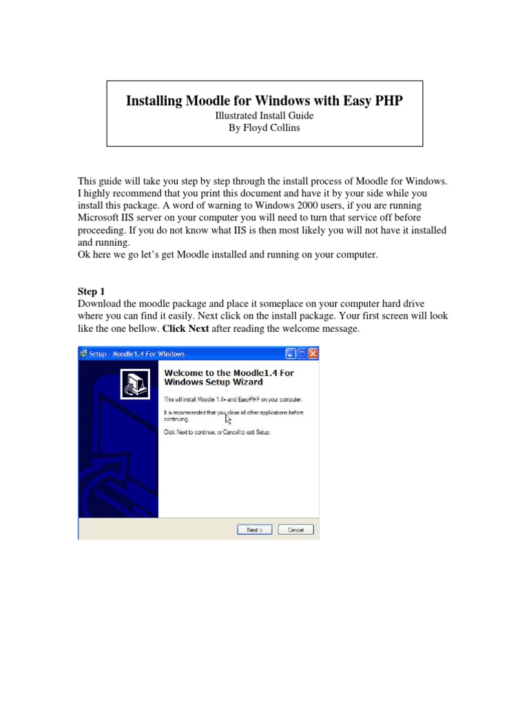 Moodle Install Guide for Windows Users | PDF | Computers