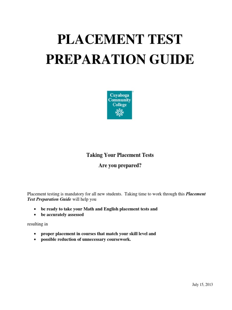 Placement Test Preparation Guides | PDF | Fraction (Mathematics ...