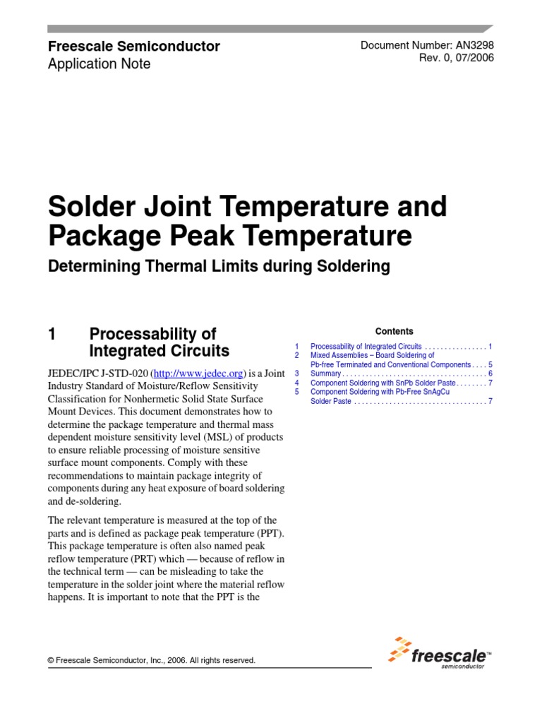 Jedec Industry Standard Classifications and Peak Solder Temperature ...