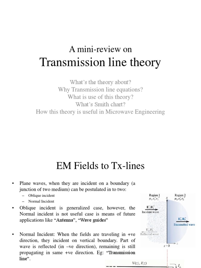 17 Jul 2013 RM01 Lecture02 Tranmission Line Theory | PDF