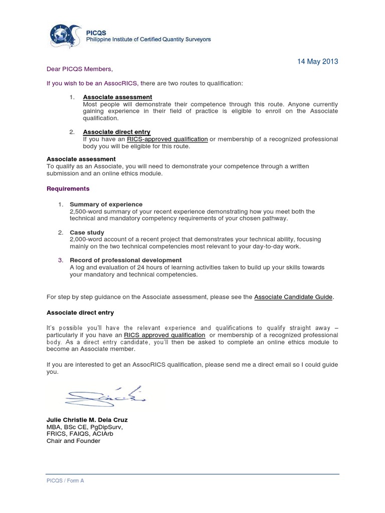 How To Be An AssocRICS | PDF