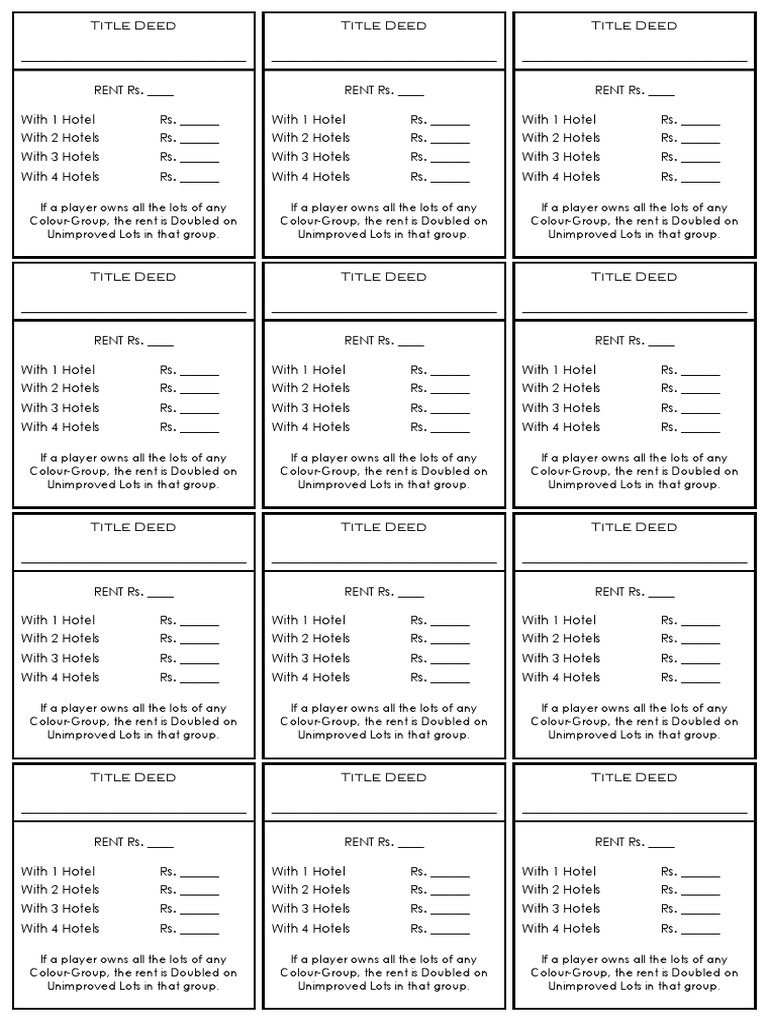 Printable Monopoly Cards for Student Use | Games Of Mental Skill ...