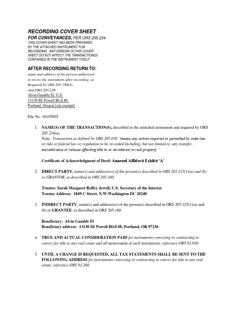 Recording Cover Sheet PDF PDF