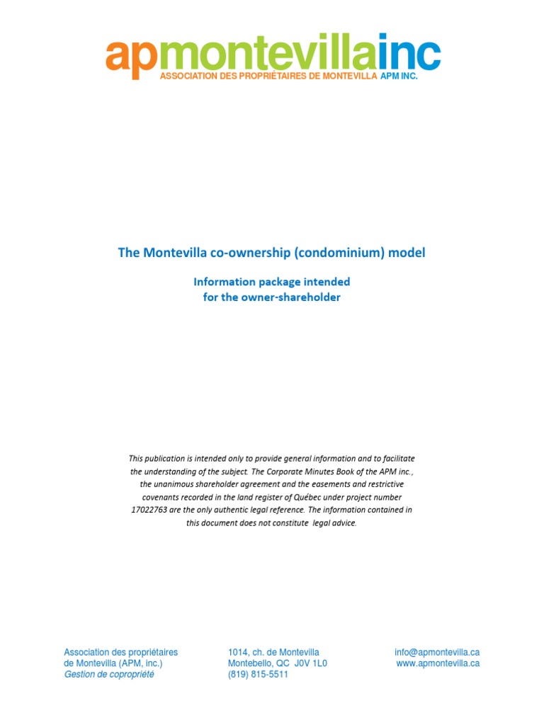 Montevilla Co-Ownership Model Guide | PDF | Condominium | Easement