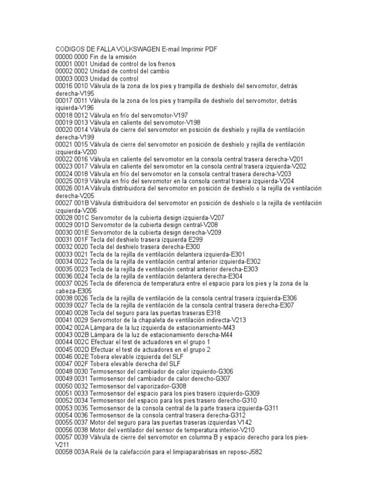Codigos de Error VW 2 | PDF | Relé | Altoparlante