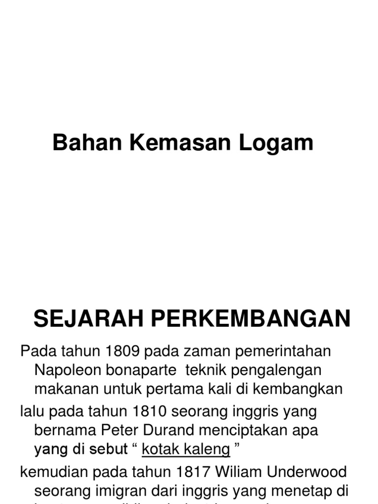 Bahan Kemasan Logam Pdf