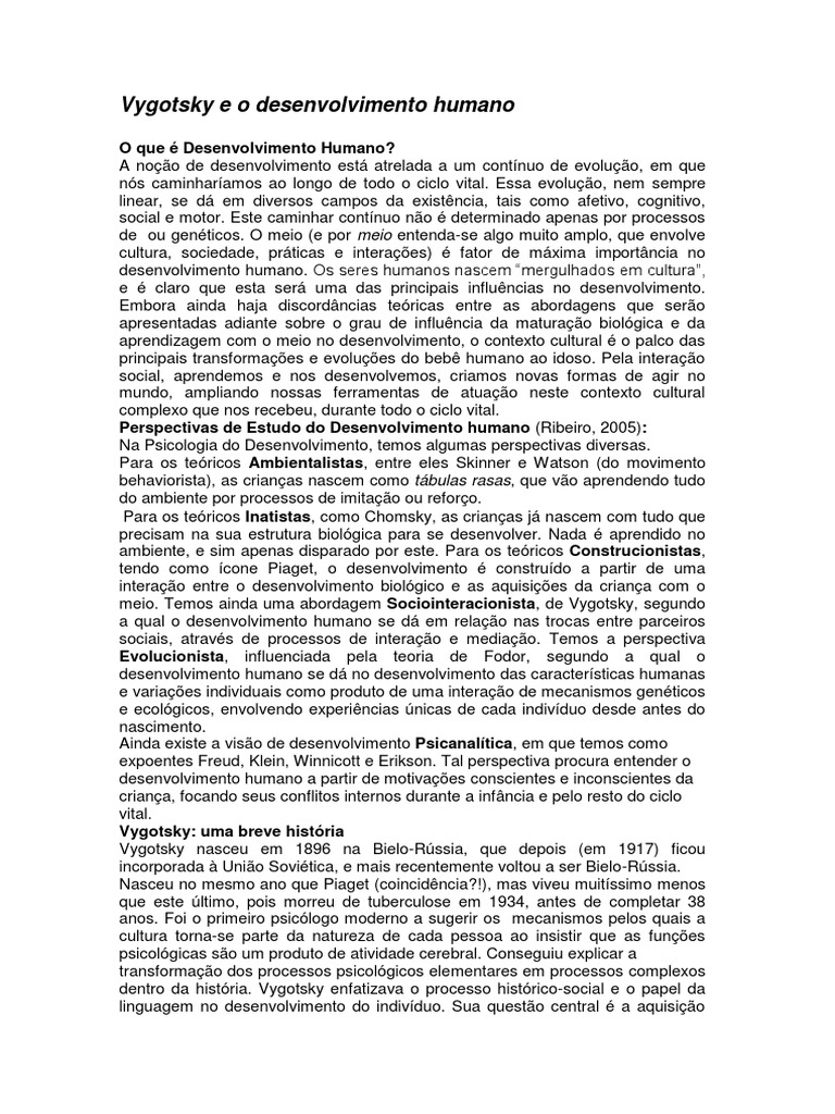 Vygotsky e a Zona de Desenvolvimento Proximal | PDF | Aprendizado ...