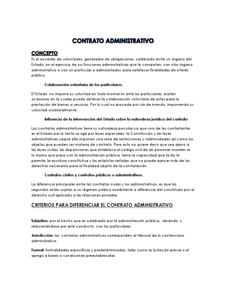 Contrato Administrativo PDF Interés público Presupuesto