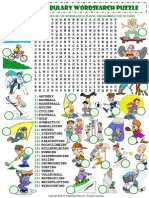 Sports Vocabulary Wordsearch Puzzle Worksheet