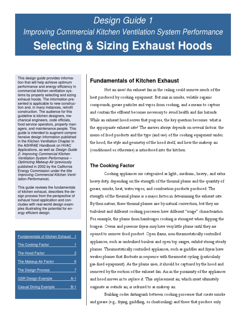 Commercial Kitchen Hood Design Guide 1 031504 PDF Ventilation