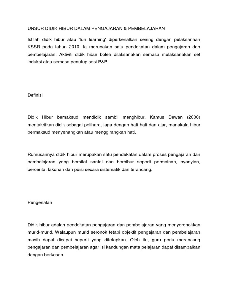 Unsur Didik Hibur Pdf