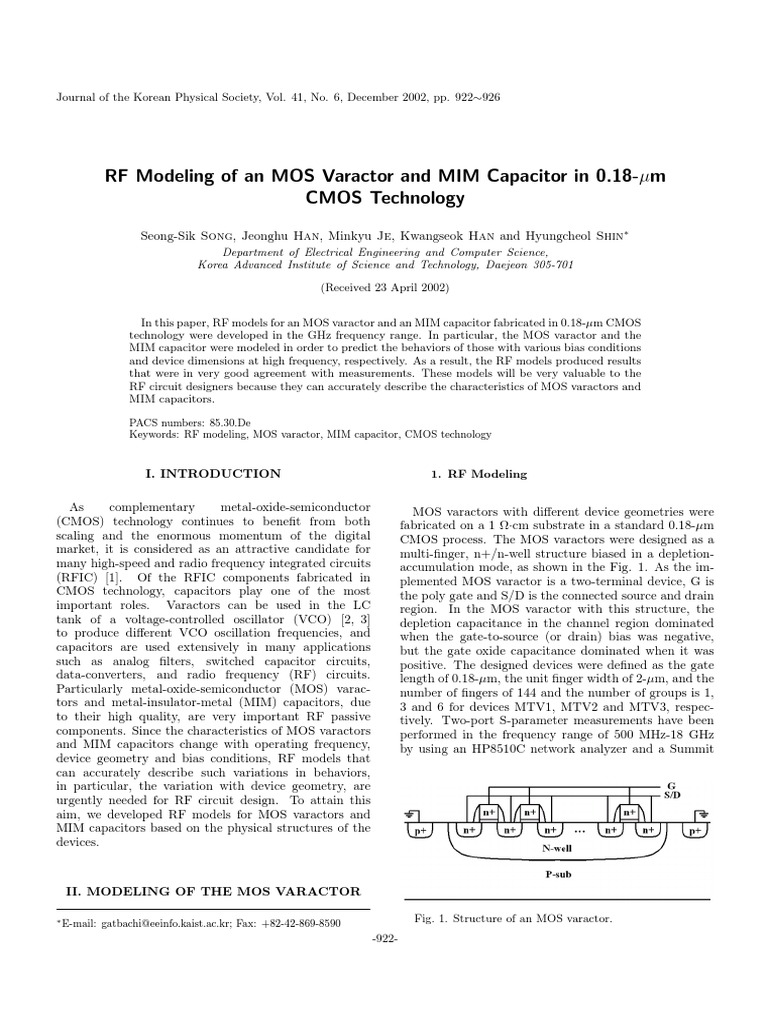 RF Modeling of MOS Varactor & MIM Capacitor | PDF