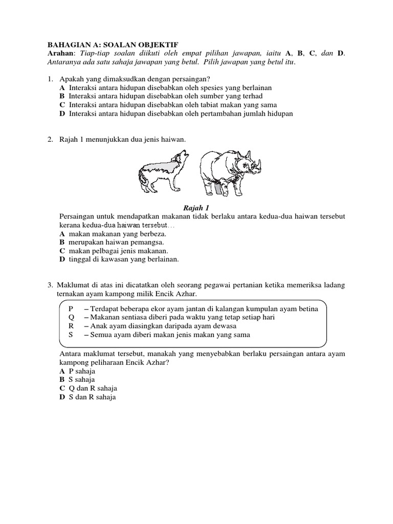Soalan Sains Tahun 6