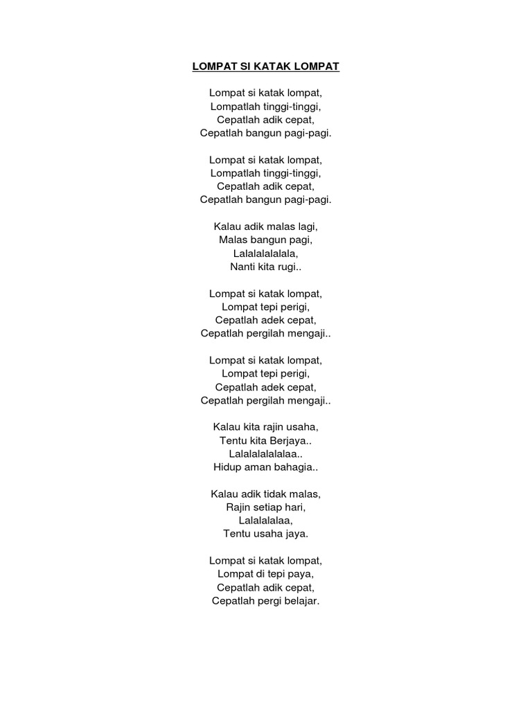 Lirik Lompat Si Katak Lompat Pdf