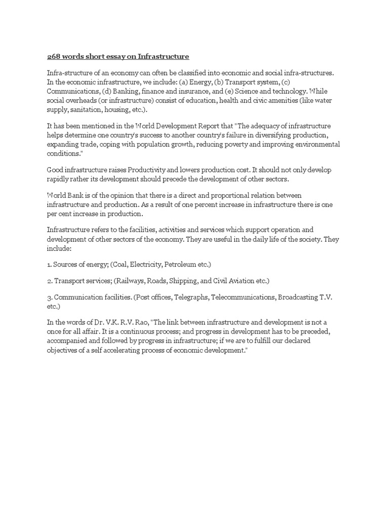 The importance of good infrastructure and facilities essay image