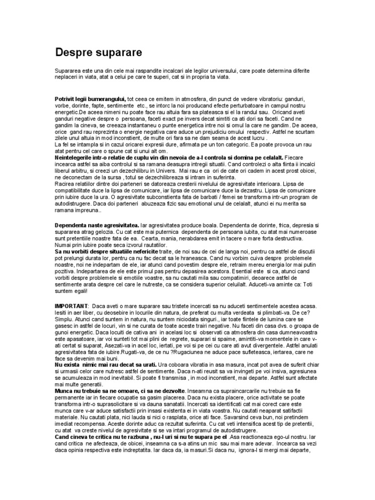 Despre Suparare | PDF