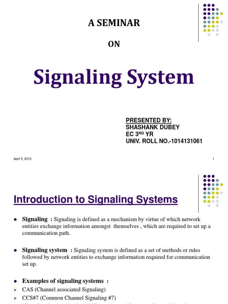 Signaling System: A Seminar | PDF | Computers