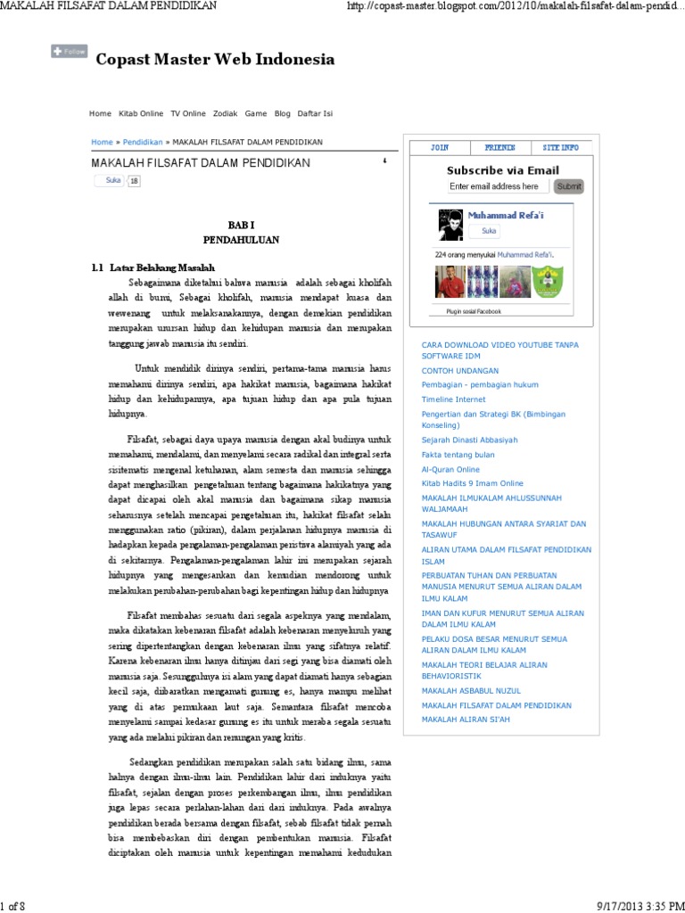 Makalah Filsafat Dalam Pendidikan Pdf