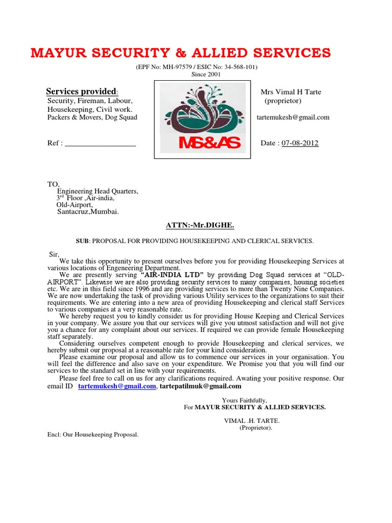 Quotation Housekeeping Housekeeping Business