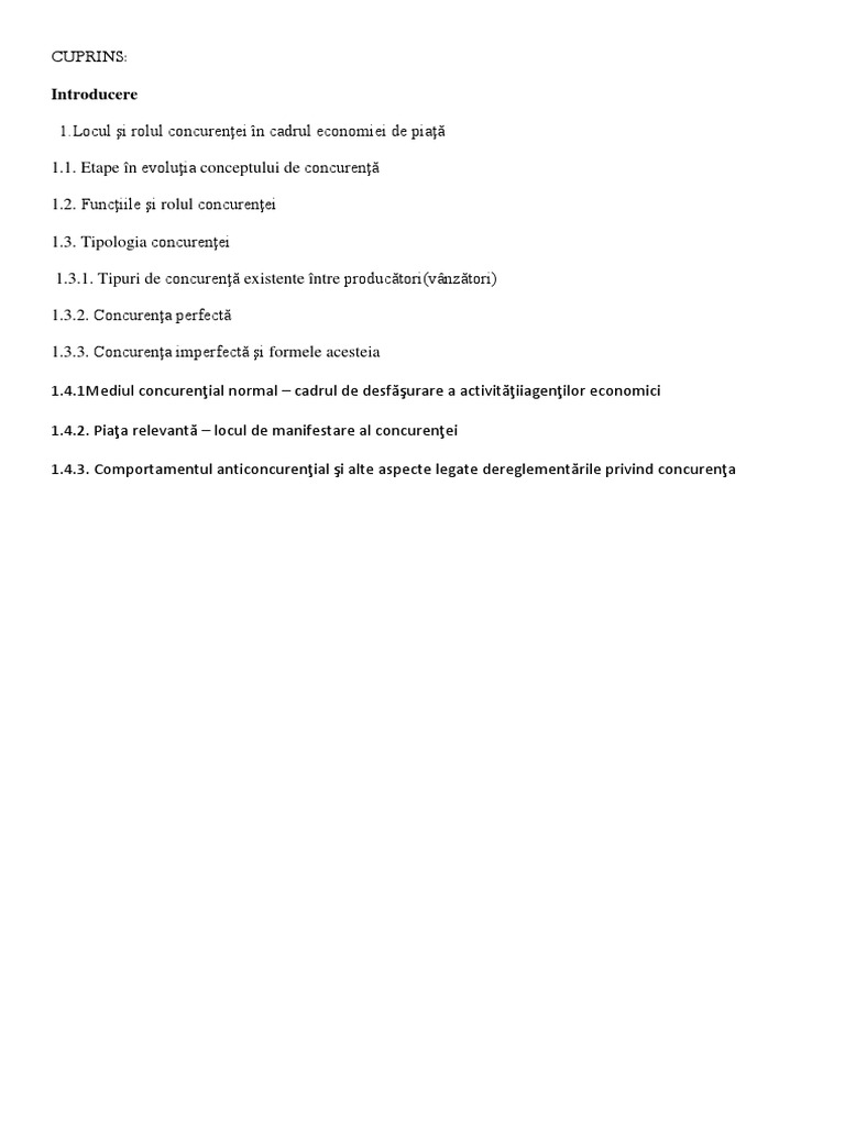 Rolul Concurentei in Economia de Piata PDF