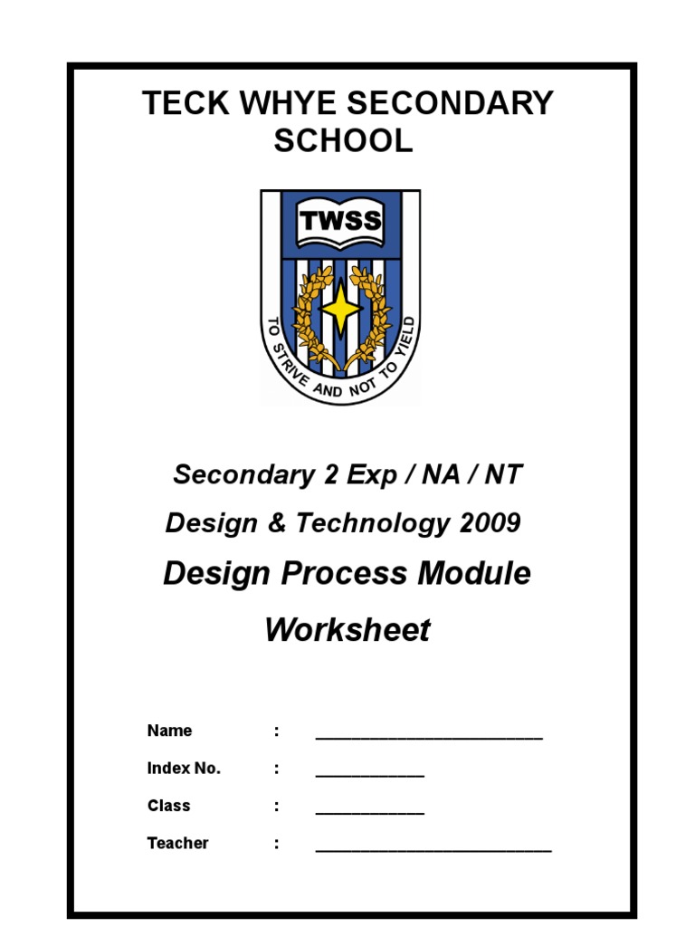 Sec 2 Design Process Module Wksht 2009 (Sem2) | Design | Evaluation