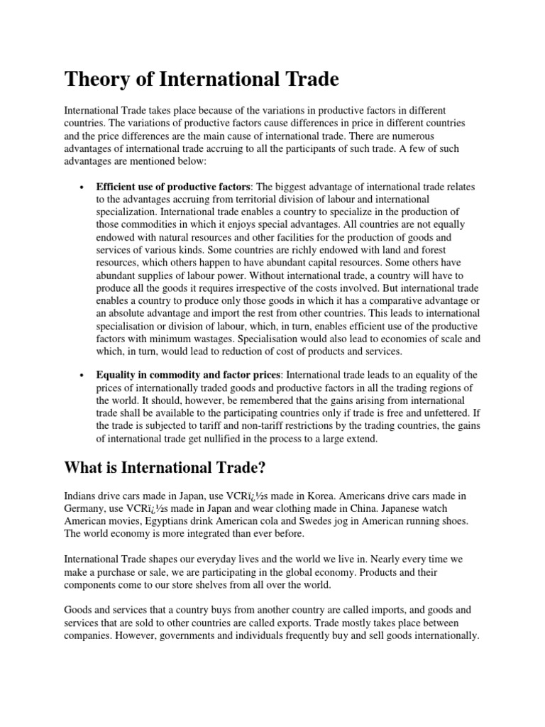 Benefits of Comparative Advantage in Trade | PDF | Competitiveness ...