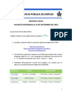 Vacantes 16 Septiembre 2013