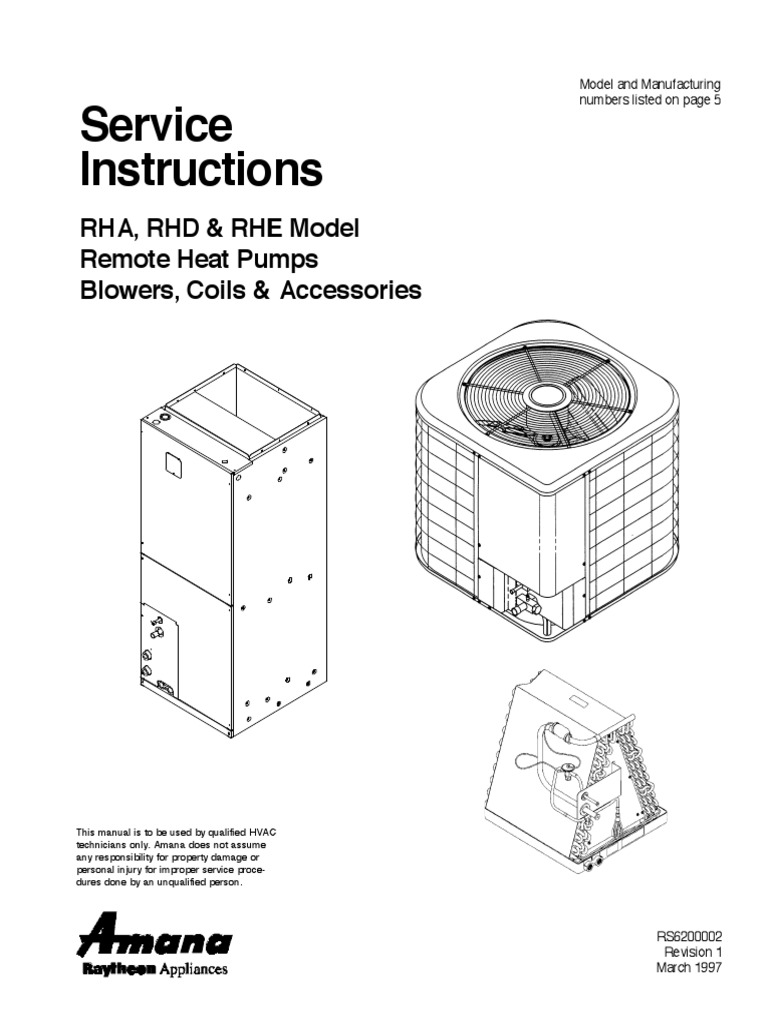 Amana HVAC AC Manual Air Conditioning Gas Compressor