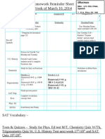 Grade 11 Homework Sheet