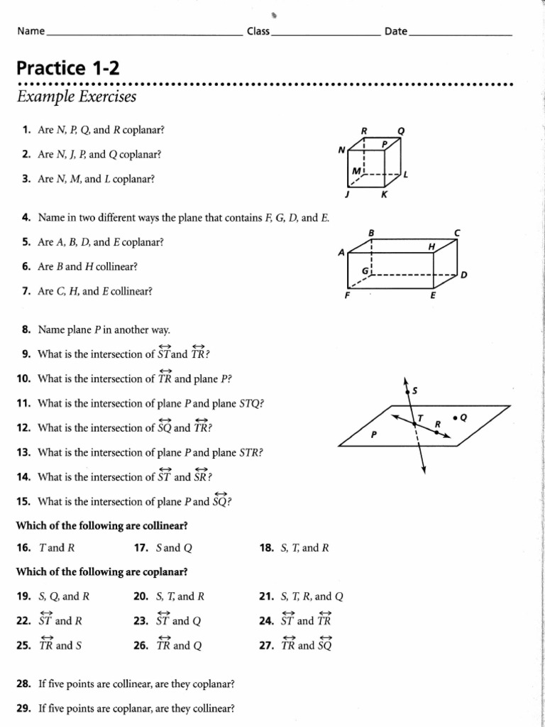 Geometry Practice: Points & Planes | PDF | Geometry | Space