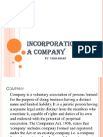 Incorporation of a Company