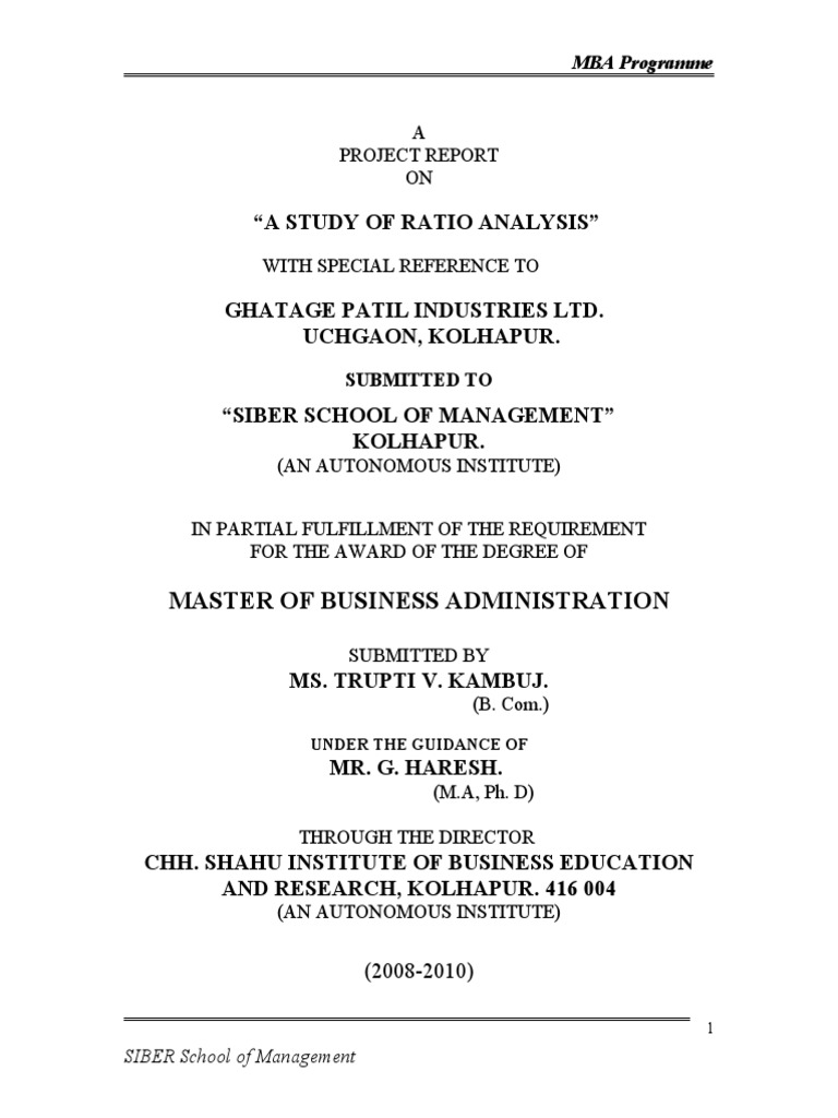 MBA Ratio Analysis Report | PDF