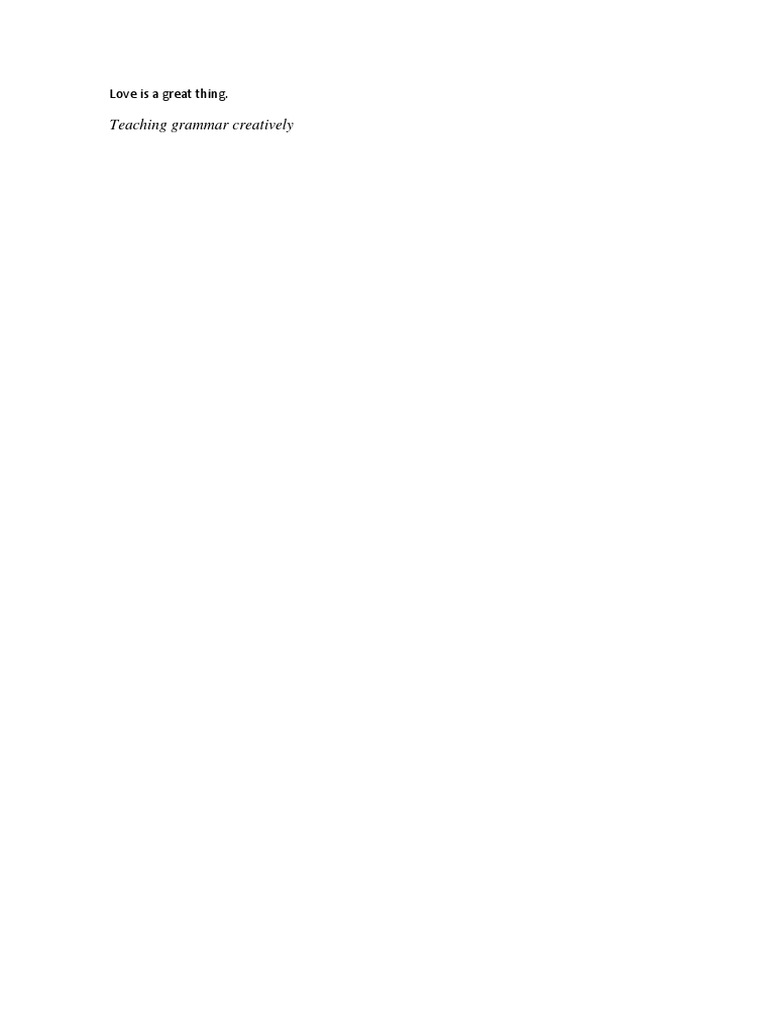 Creative Grammar in Love Education | PDF