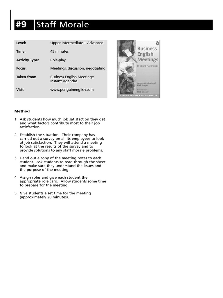 Staff Morale Role-Play Meeting Guide | PDF | Career & Growth