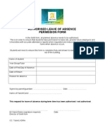 Authorised Absence Permission Form