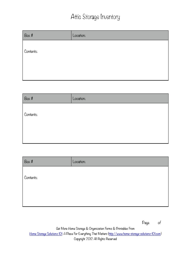 Attic Storage Inventory | PDF | Finance & Money Management