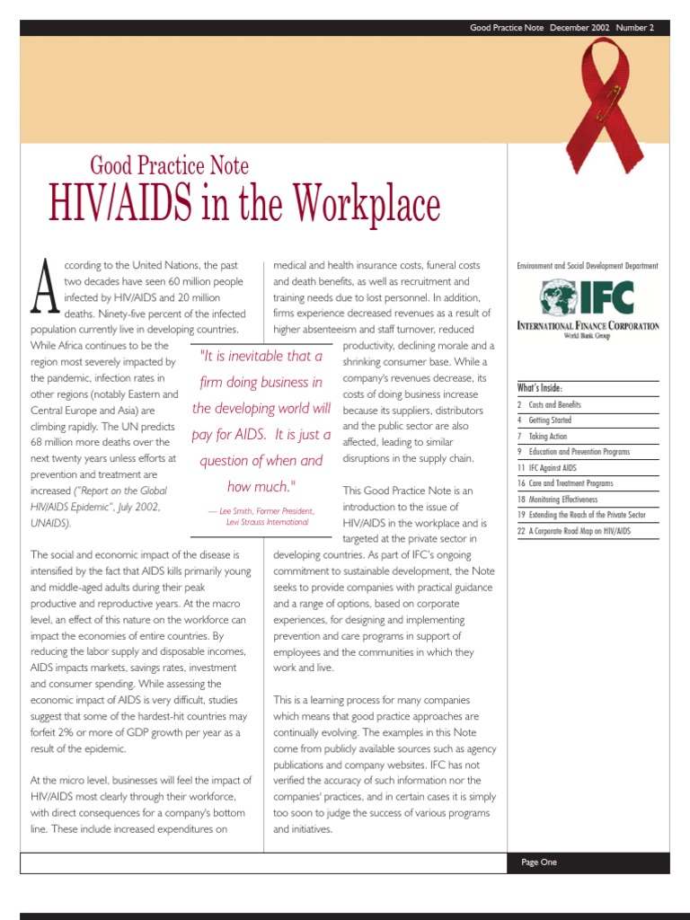 Good Practice Note HIV/AIDS in the Workplace (December 2002) Hiv