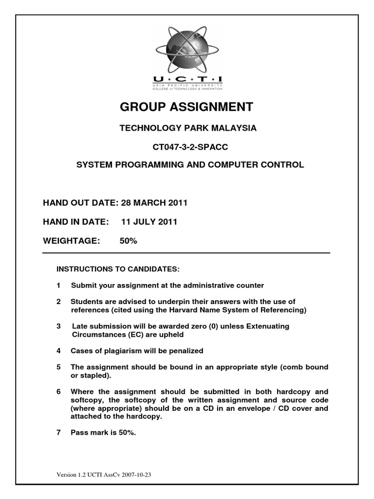 UCTI AssCv Group Assignment Guidelines | PDF | Science & Mathematics ...