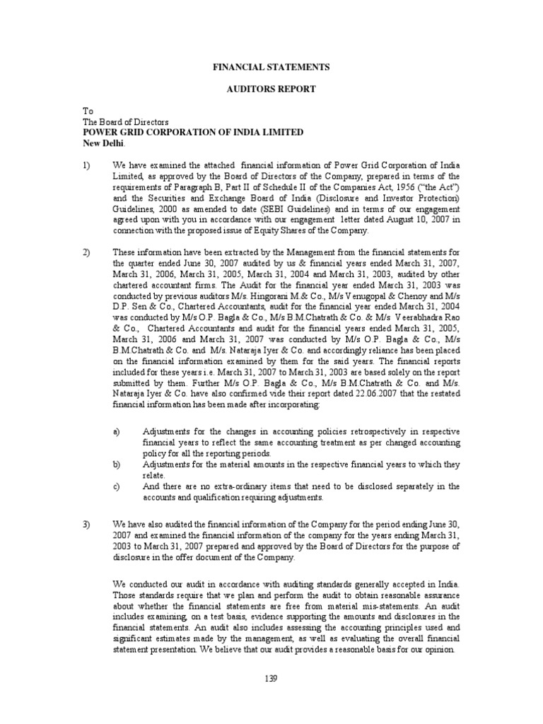 Powergrid Statement | PDF | Business | Finance & Money Management