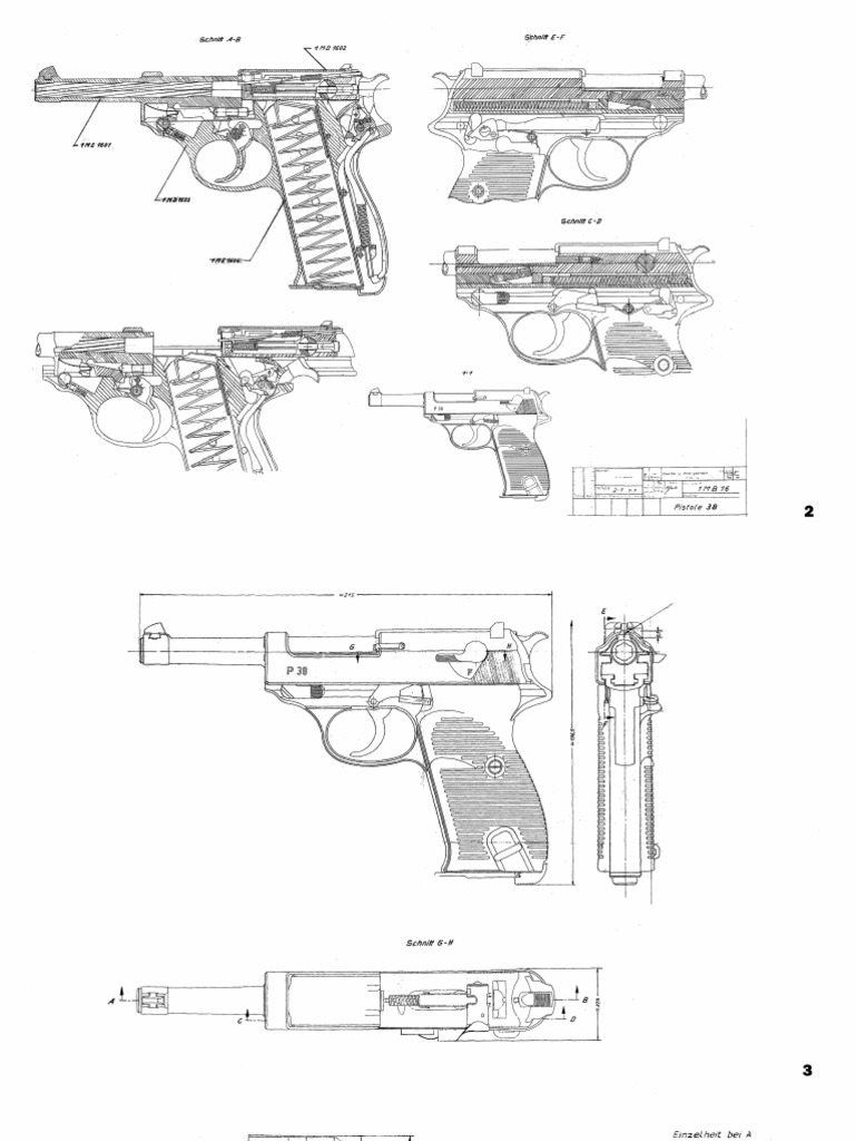 walther pistol partial blueprints