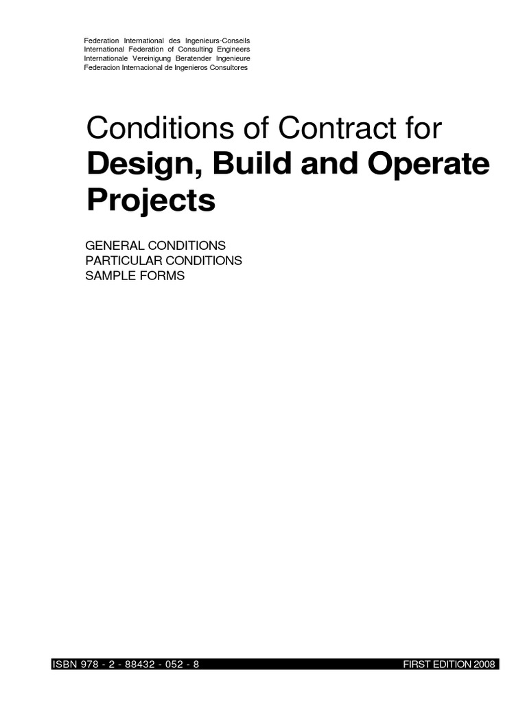 FIDIC Conditions of Contract Fro Design Build and Operate Projects Part ...