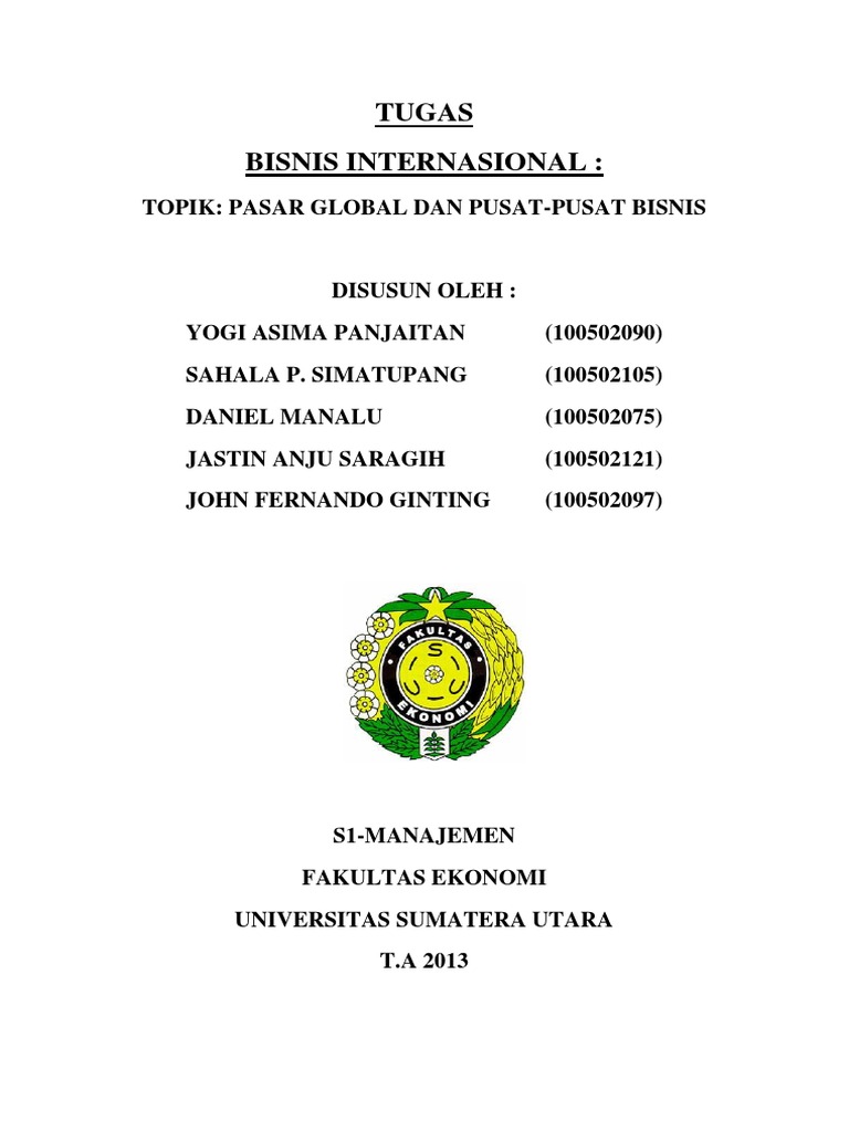 Pasar Global Dan Pusat pusat Bisnis Pasar Global Dan Pusat pusat Bisnis