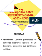 NORMAS DA ABNT (REFERÊNCIAS) Para o PROJETO EXPERIMENTAL