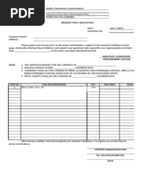 Request for Quotation