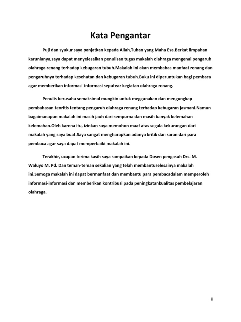Kata Pengantar Olahraga