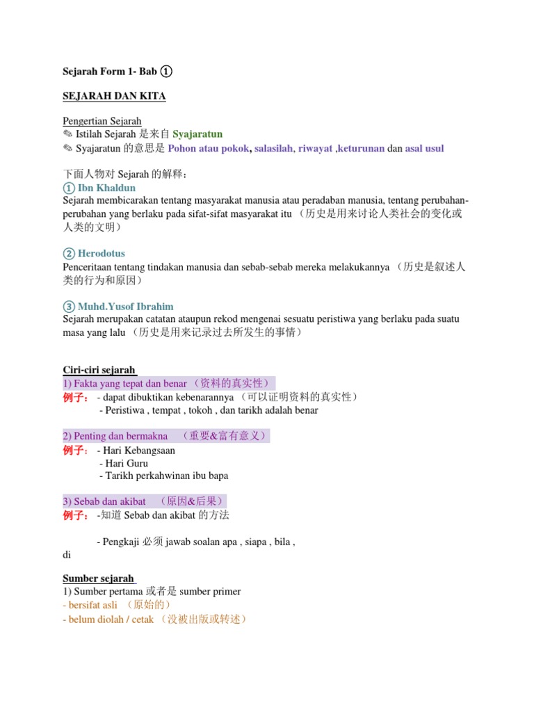 Sejarah Form 1 Bab 1