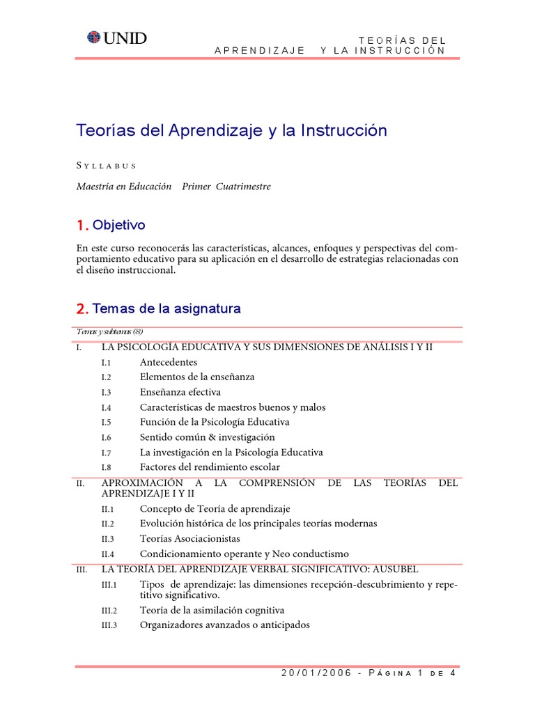 Teorias Del Aprendizaje y La Instruccion | PDF