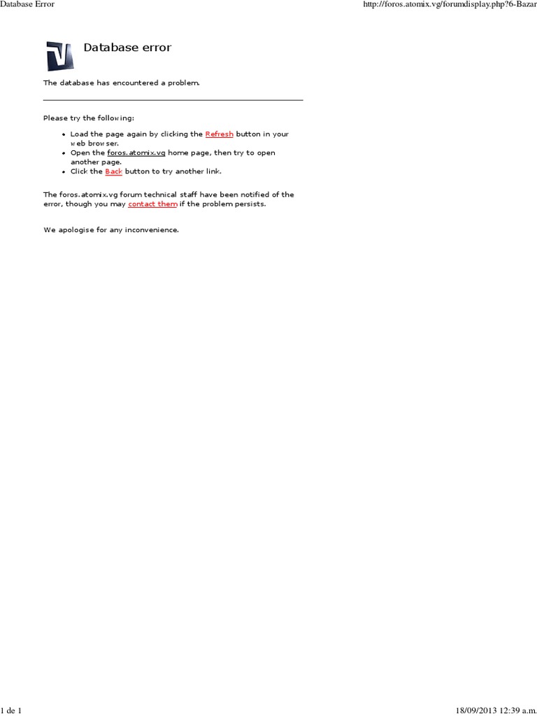 Database Error Notification | PDF